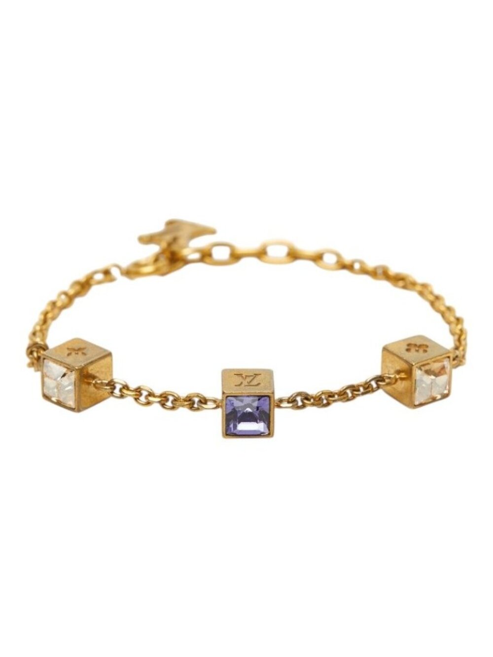 Louis Vuitton Bracelet Gambling Gold Purple Plated Swarovski - Picture 1 of 7